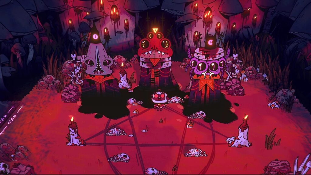 10 jogos imperdíveis para platinar durante o carnaval Em Cult of the Lamb, os jogadores devem formar seu próprio culto, coletando recursos, construindo estruturas, recrutando seguidores e enfrentando outros líderes